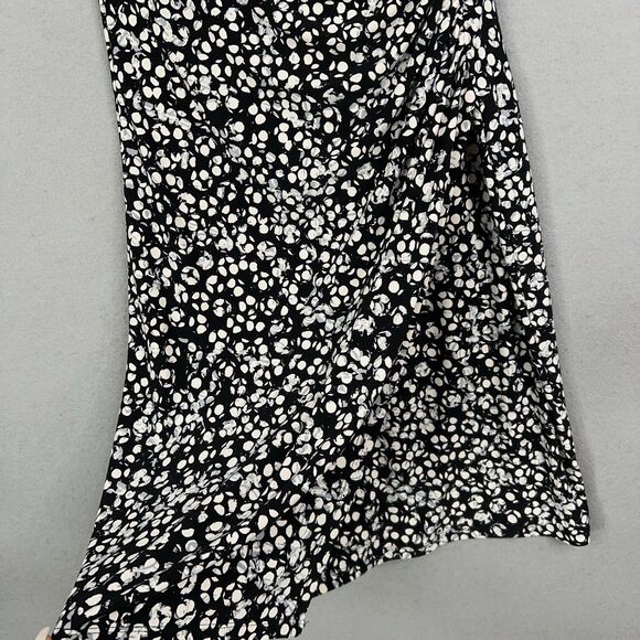 Ralph Lauren Dress Womens 8 Black White Floral Ruched Wrap Office Career LRL - Picture 6 of 15